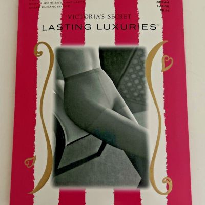 Victoria Secret Lasting Luxuries Control Top Sheer Pantyhose Large CREAM NOS